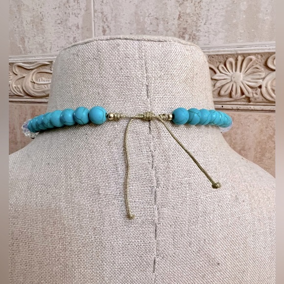 Artisan handmade turquoise and red jasper long necklace - Picture 2 of 7